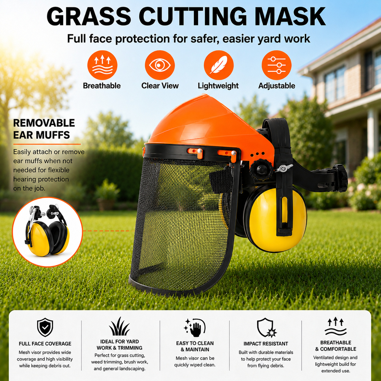 Grass Cutting Mask with Ear Muffs Grass Cutting Mask with Ear Muffs